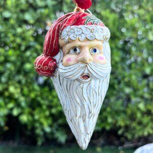 Dillards Cloisonne Santa Claus HandCrafted Christmas Ornament Red Velvet Box